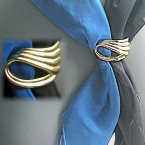 RARE Authentic Vintage Angel Wing Scarf Slide Luxury Gold Jewelry Celeb Style - Picture 1 of 15